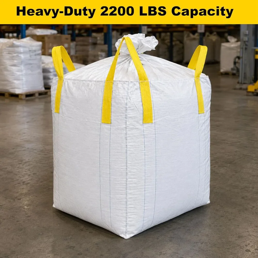 3 Pack FIBC Bulk Bags 2200 lb SWL Duffle Top Spout Bottom 35x35x43